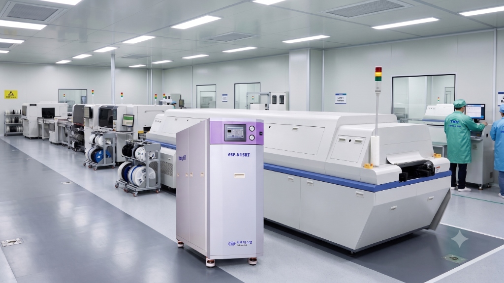 ESP N2 Generator installed next to TRN N2 Reflow Oven in clean SMT facility